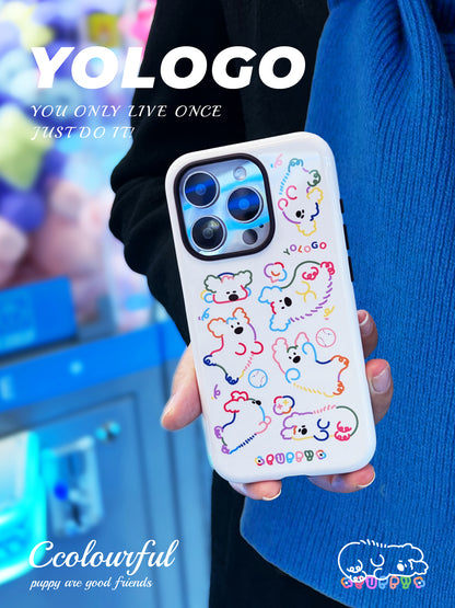 Dopamine Puppy Printed Double Layer Phone Case