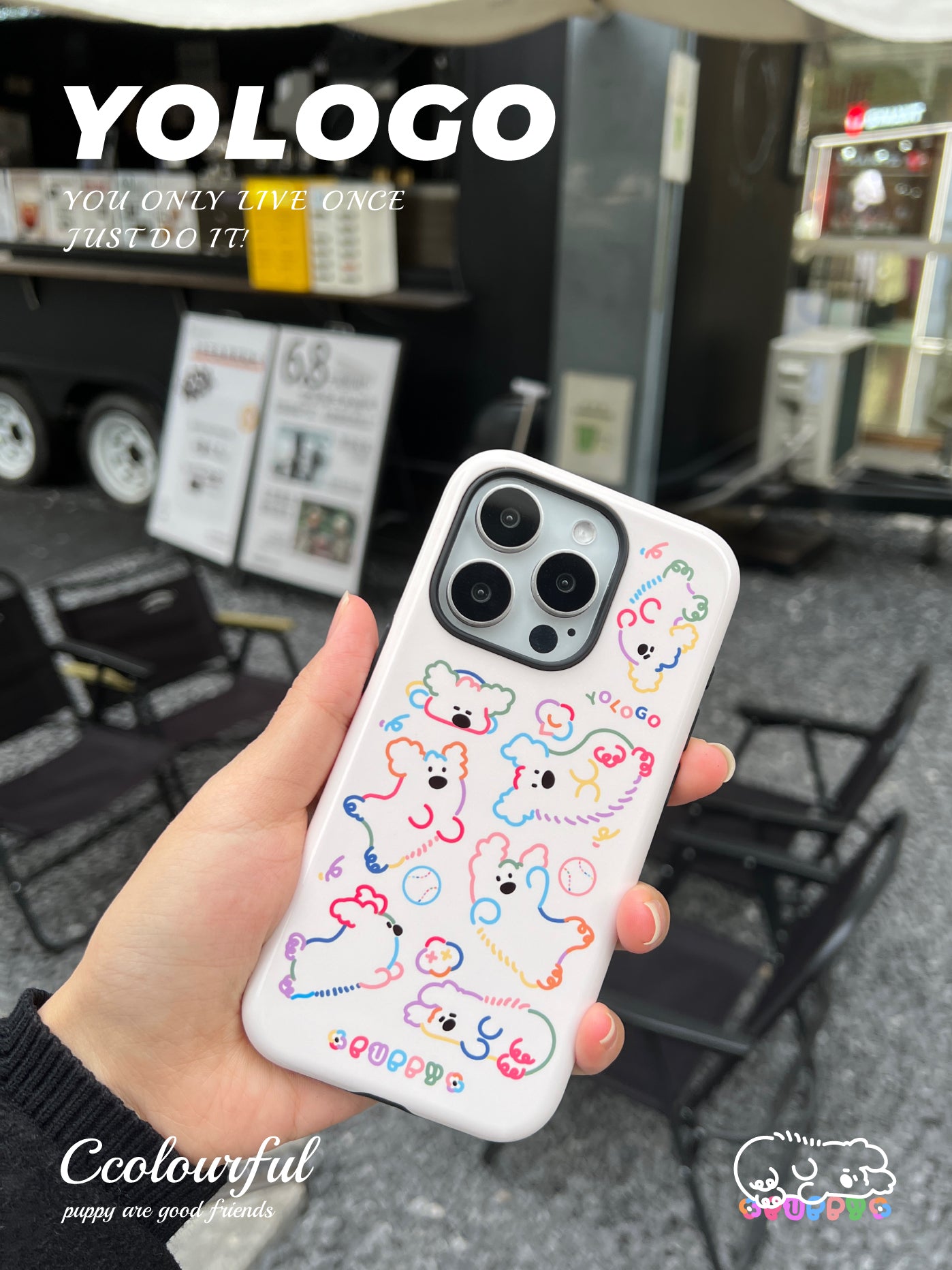 Dopamine Puppy Printed Double Layer Phone Case