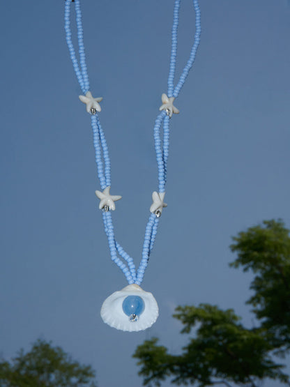 Double-Layered Shell Starfish Beaded Necklace