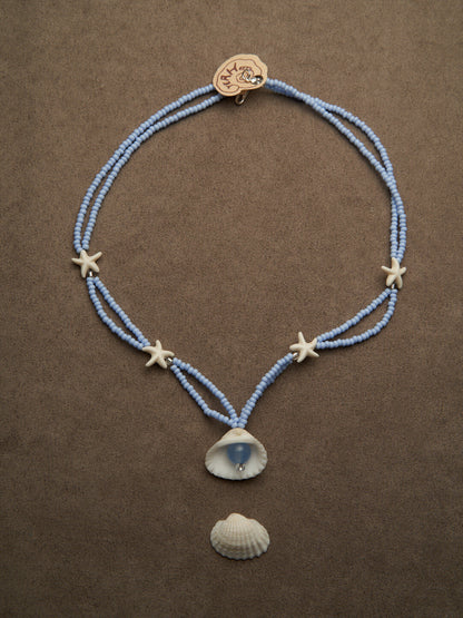Double-Layered Shell Starfish Beaded Necklace