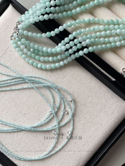 Double Strand Mint Stones Beaded Necklace