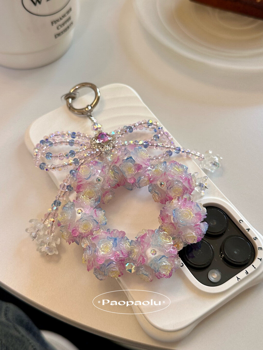 Dreamy Flower Ball Bow Phone Charm