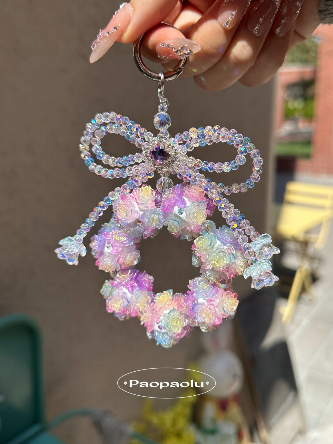 Dreamy Flower Ball Bow Phone Charm