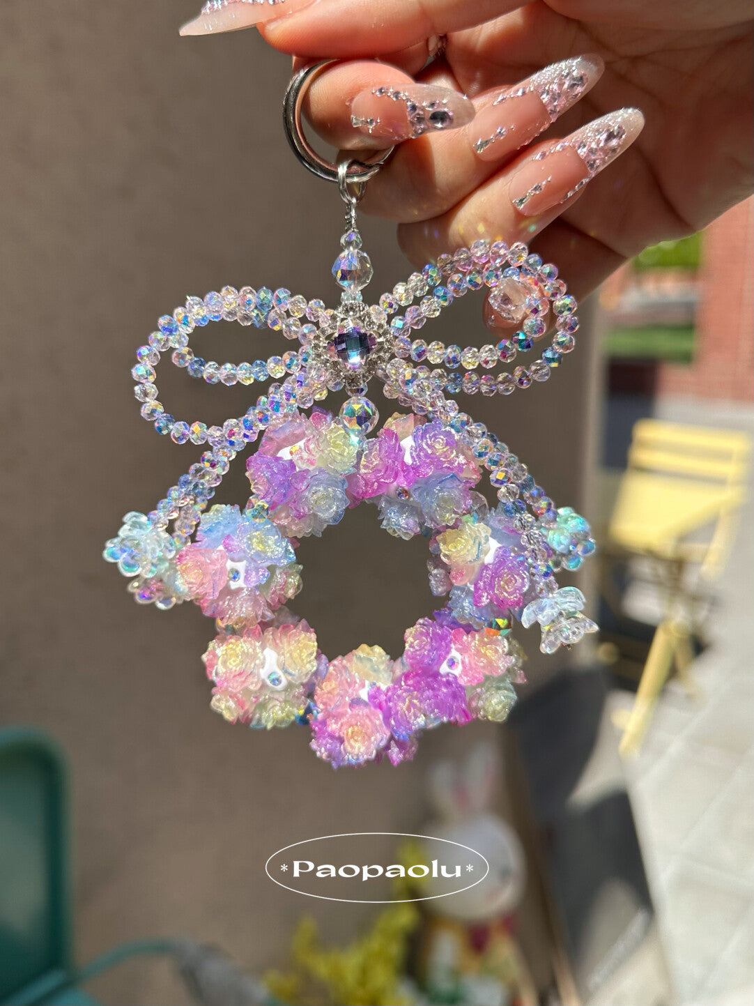 Dreamy Flower Ball Bow Phone Charm