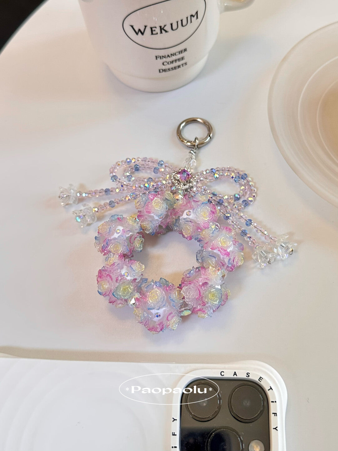 Dreamy Flower Ball Bow Phone Charm
