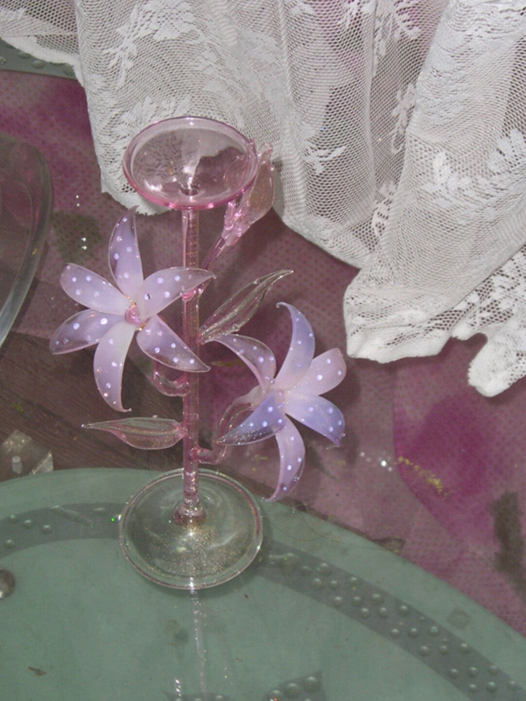 Dreamy Glass Lily Candle Holder