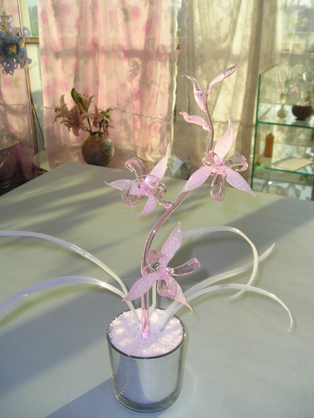Dreamy Pink Glass Lily Candle Holder