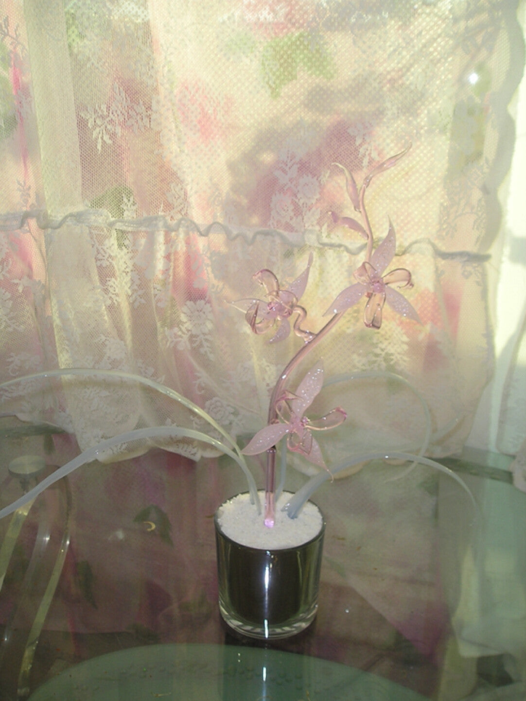 Dreamy Pink Glass Lily Candle Holder