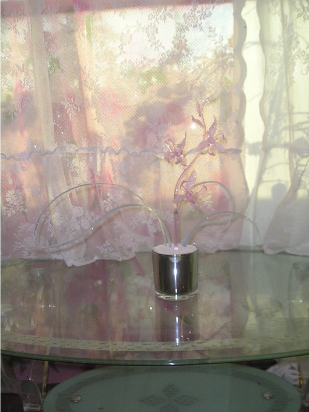 Dreamy Pink Glass Lily Candle Holder