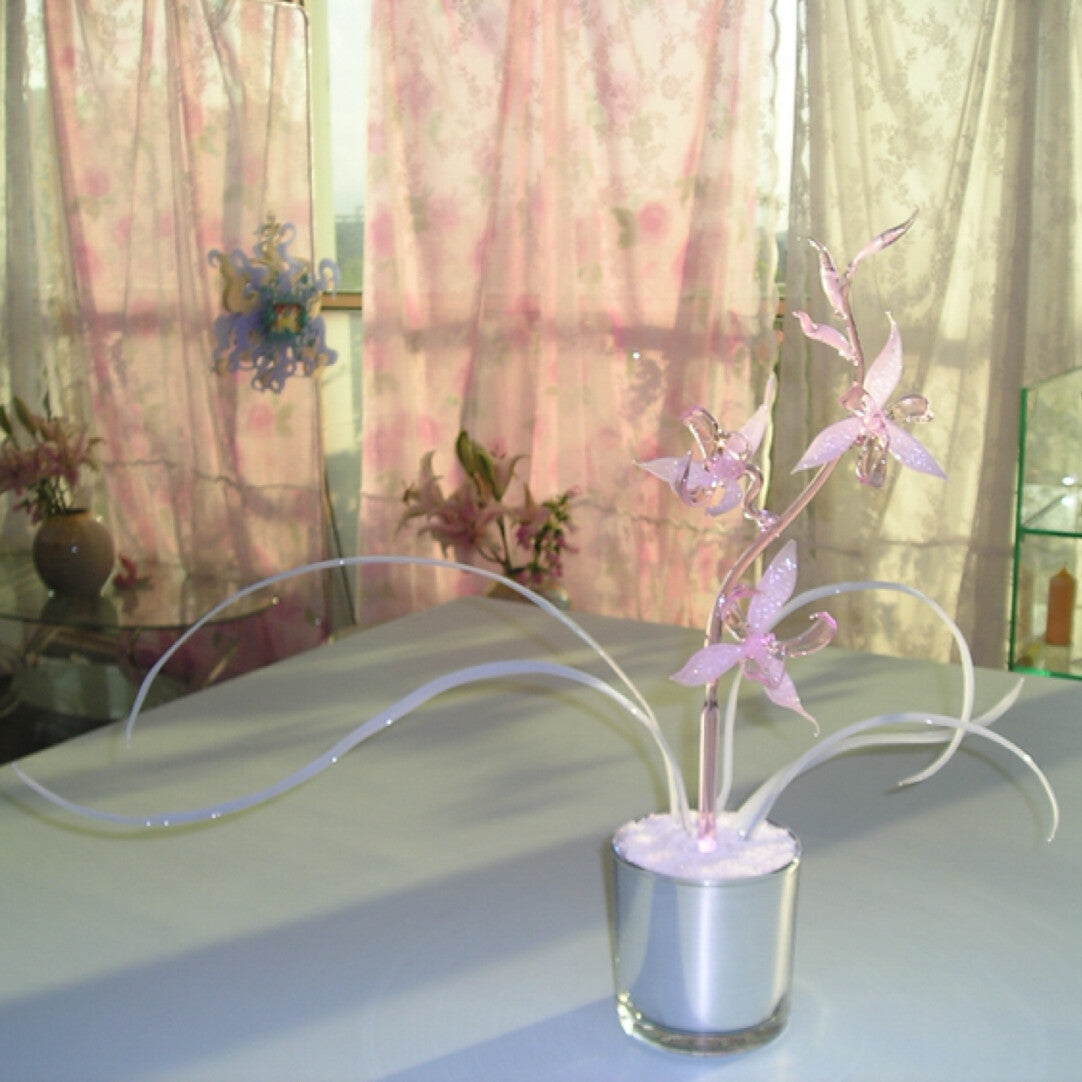 Dreamy Pink Glass Lily Candle Holder