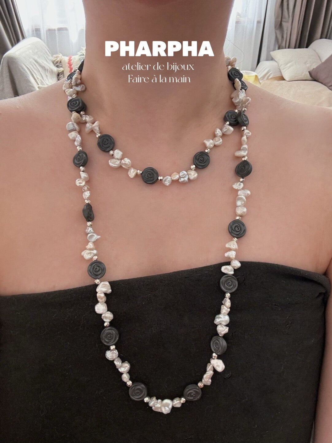 Pharpha Dried Rose Baroque Petal Pearl Necklace