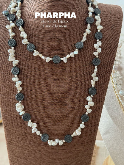 Pharpha Dried Rose Baroque Petal Pearl Necklace