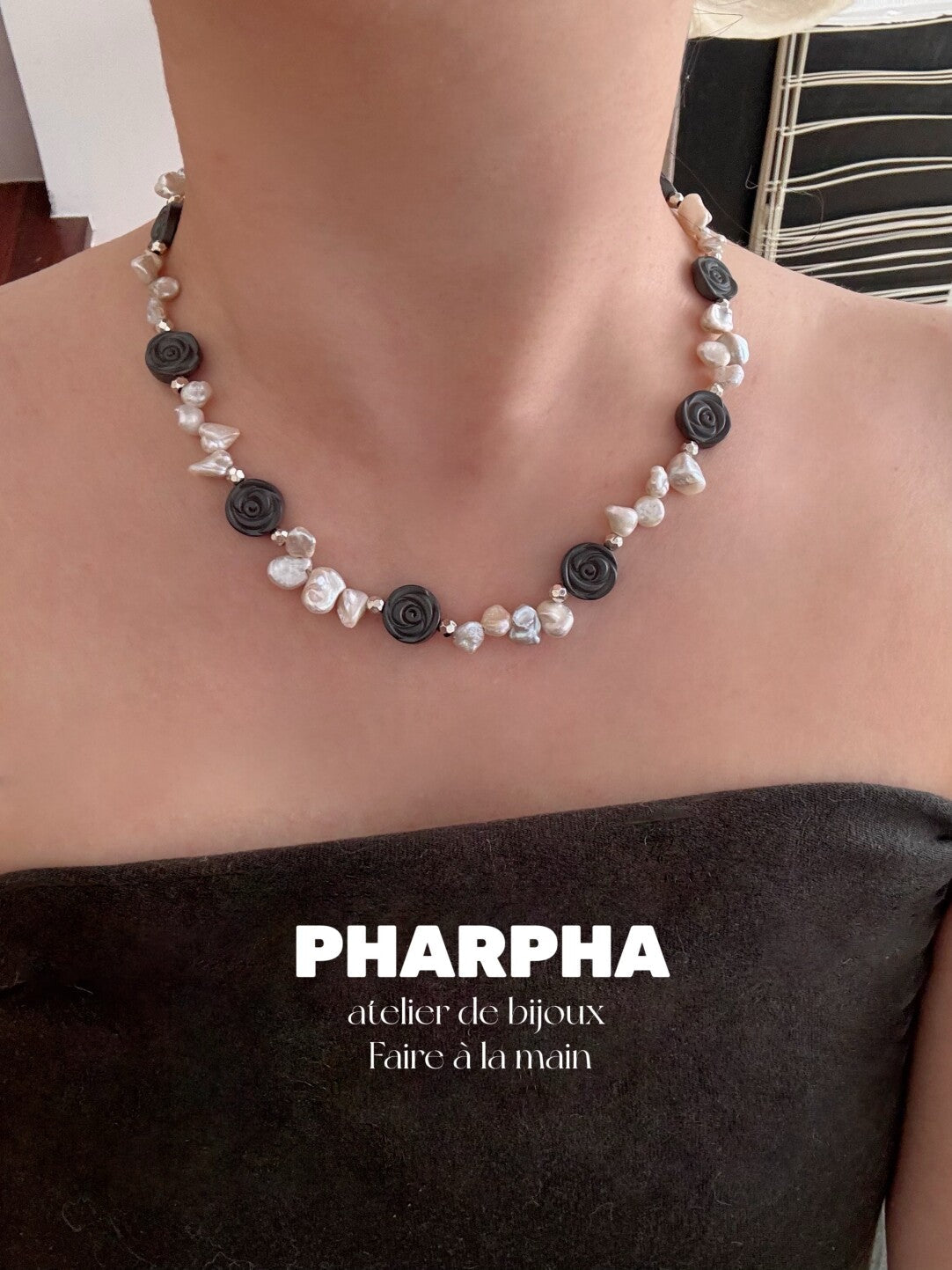 Pharpha Dried Rose Baroque Petal Pearl Necklace