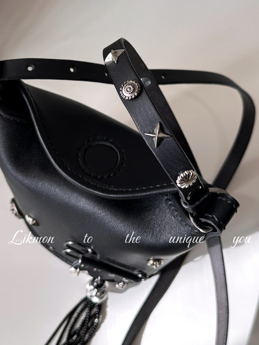 Edgy Metal Safety Pin Black Leather Bag | Bag | Three Fleas