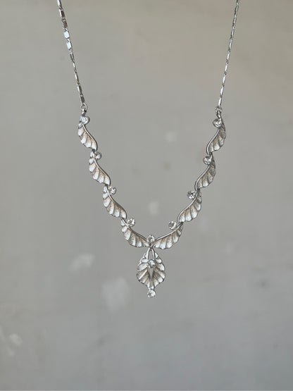 Elegant Ruffle Wing Silver Necklace