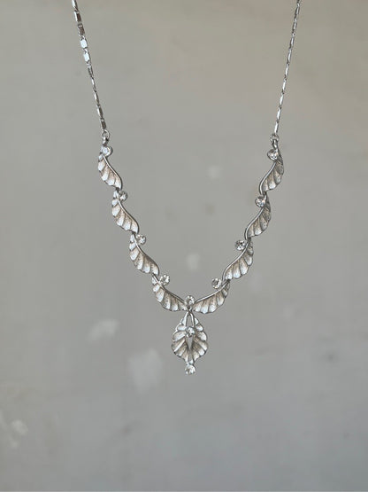 Elegant Ruffle Wing Silver Necklace