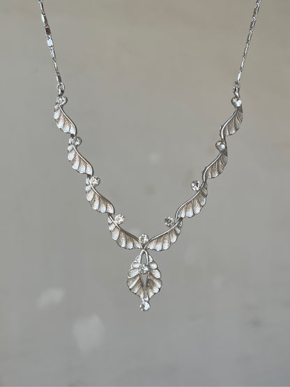 Elegant Ruffle Wing Silver Necklace