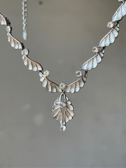 Elegant Ruffle Wing Silver Necklace