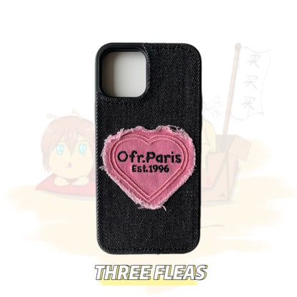 Embroidered Denim Phone Case
