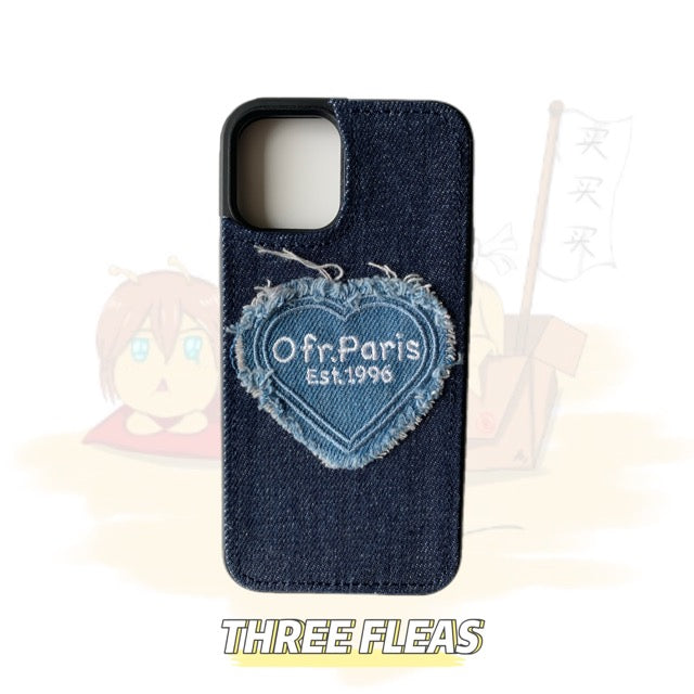 Embroidered Denim Phone Case