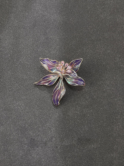 Enamel Iris Brooch