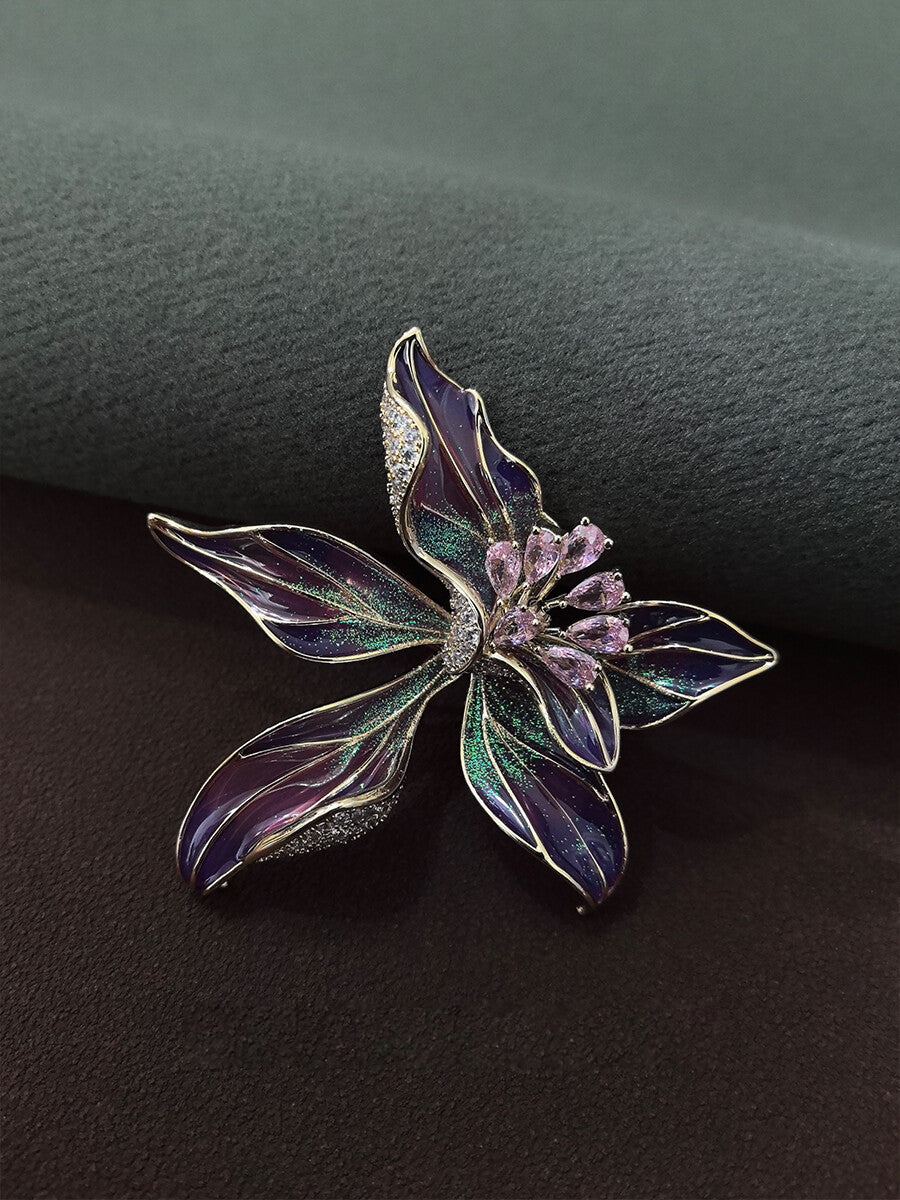Enamel Iris Brooch