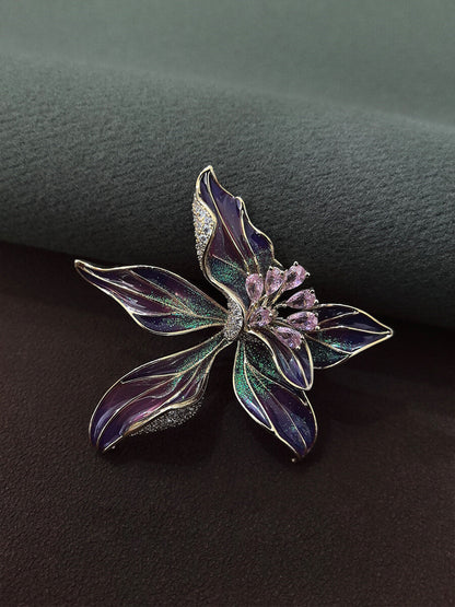 Enamel Iris Brooch