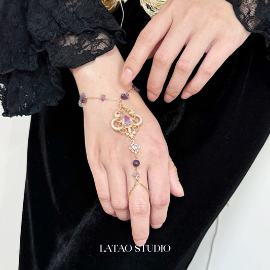 Exotic Purple Hollow Carved Bracelet