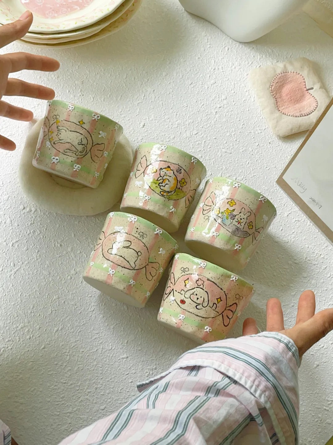 Playful Garden Hand-Painted Ceramic Cup