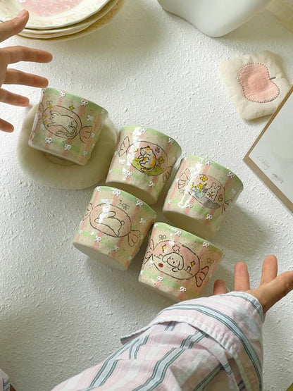 Playful Garden Hand-Painted Ceramic Cup