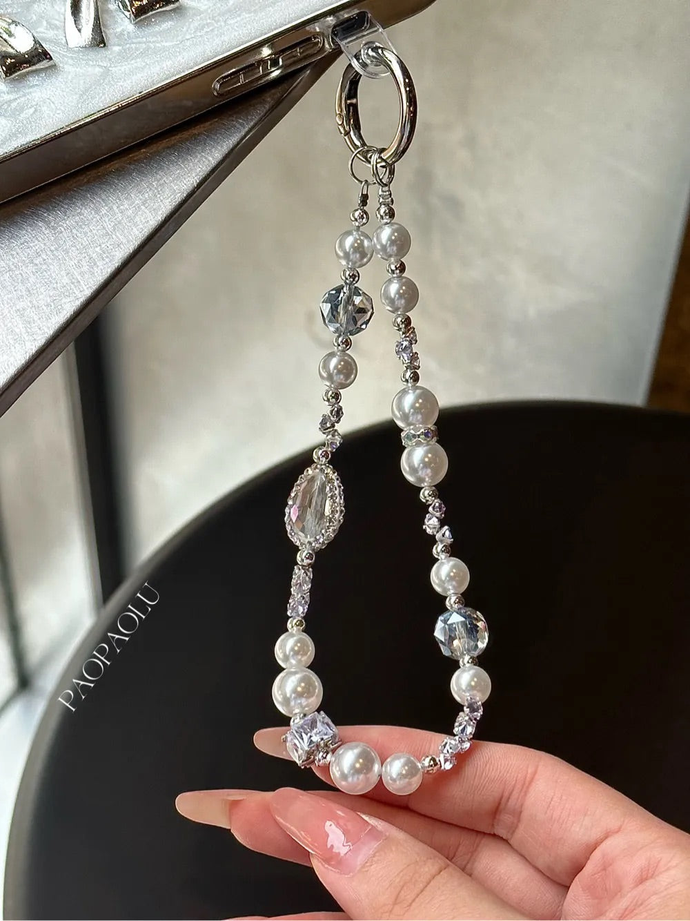Pearl Crystal Beaded Phone Charm