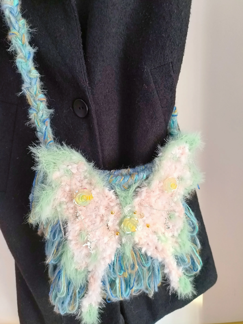 Fantasy Butterfly Crochet Crossbody Bag