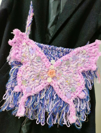 Fantasy Butterfly Crochet Crossbody Bag