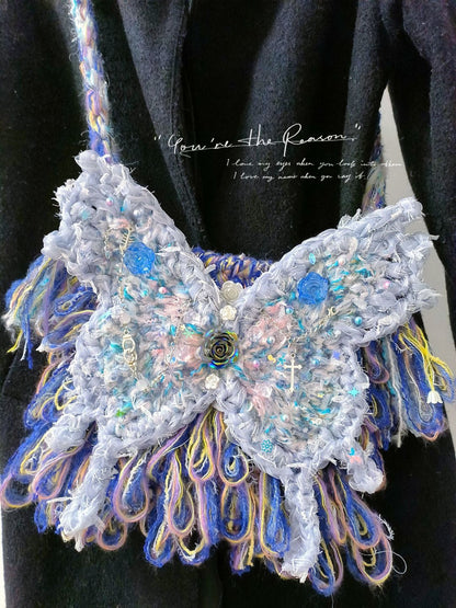Fantasy Butterfly Crochet Crossbody Bag