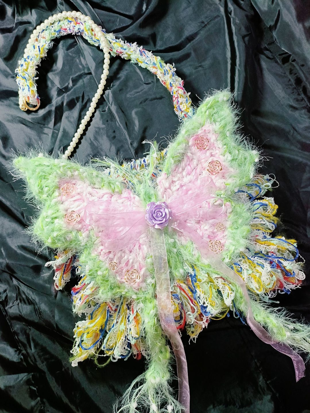 Fantasy Butterfly Crochet Crossbody Bag
