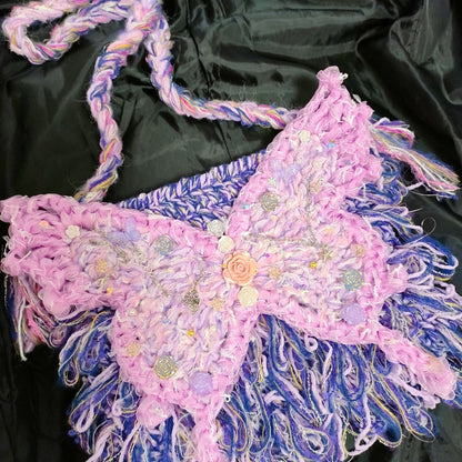 Fantasy Butterfly Crochet Crossbody Bag