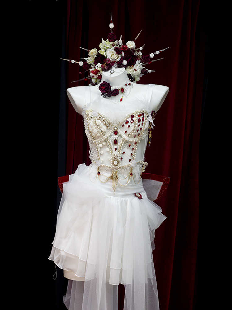 Feather Pearl Beaded Luxury Dress Set