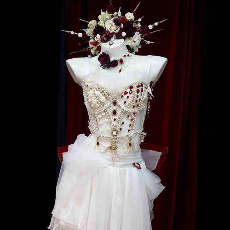 Feather Pearl Beaded Luxury Dress Set