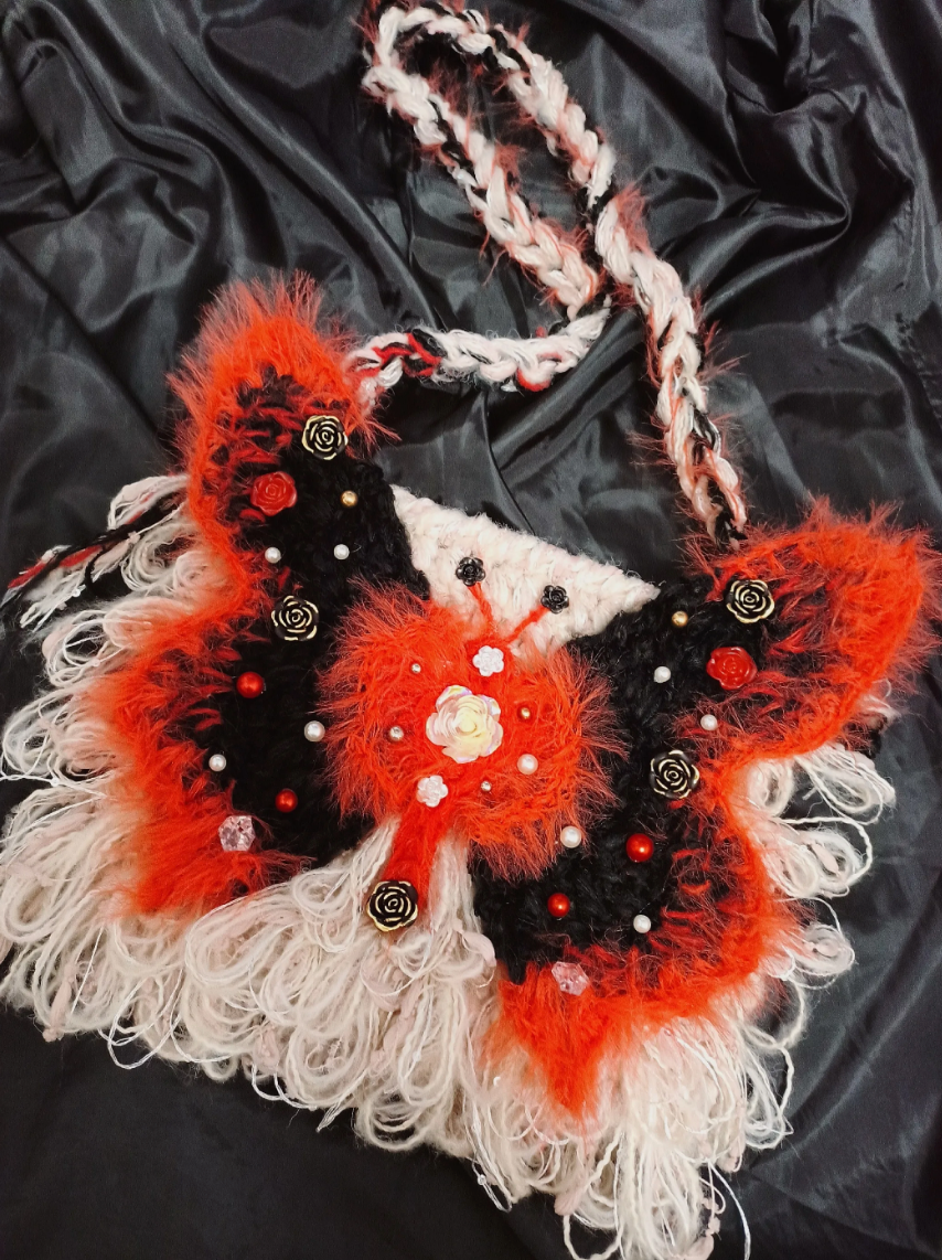 Fire Butterfly Crochet Crossbody Bag