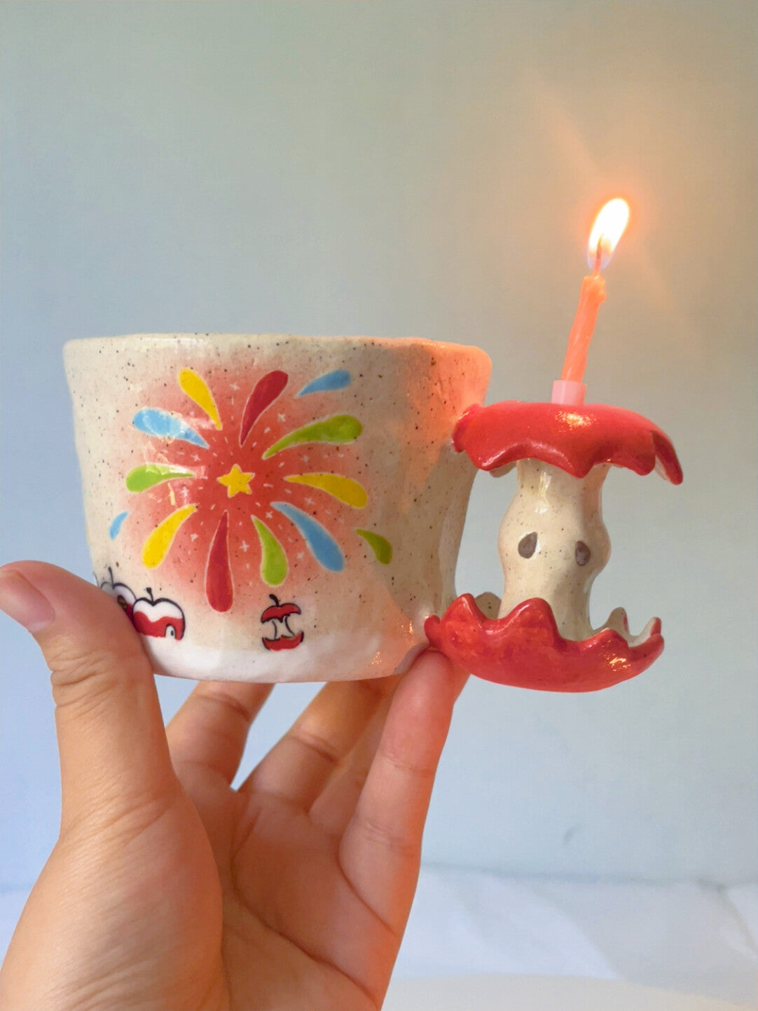 Fireworks Apple Birthday Creative Ceramic Mug
