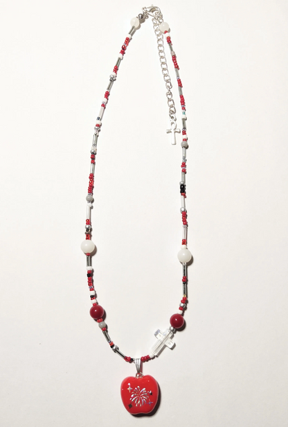 Fireworks Apple Clay Charm Beaded Necklace