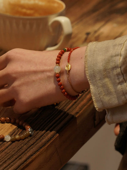 Fireworks Stars South Red Agate Beaded Bracelet