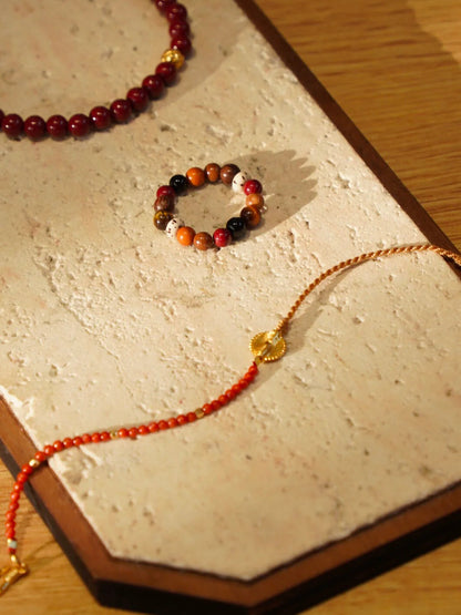 Fireworks Stars South Red Agate Beaded Bracelet