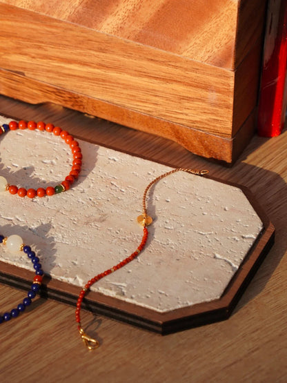 Fireworks Stars South Red Agate Beaded Bracelet