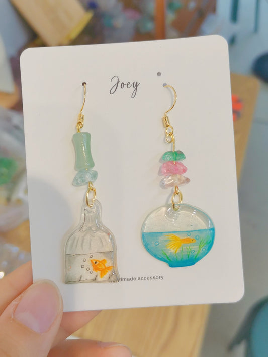 Fish Tank Shrink Plastic Earrings