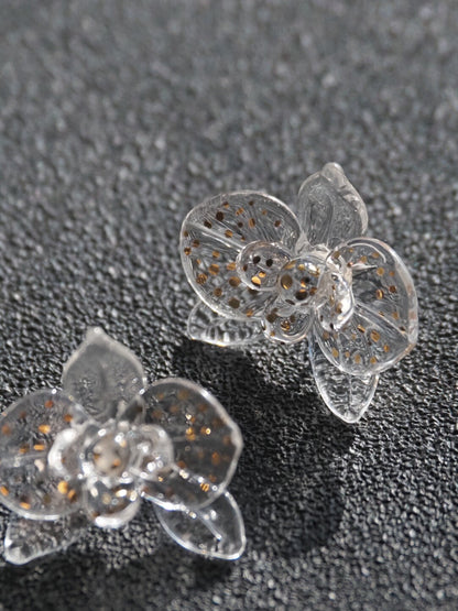 Flamework Glass Orchid Earrings