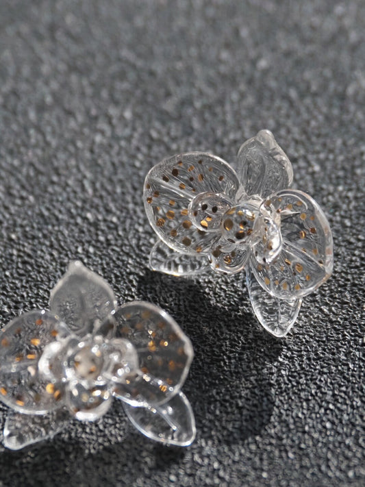 Flamework Glass Orchid Earrings