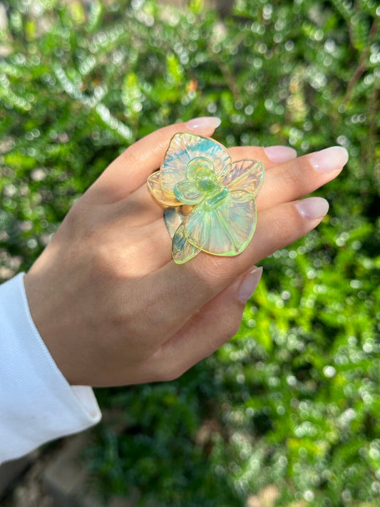 Flamework Glass Phalaenopsis Ring