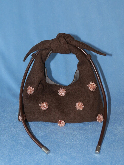 Floral-Decor Mini Triangle Crossbody Bag