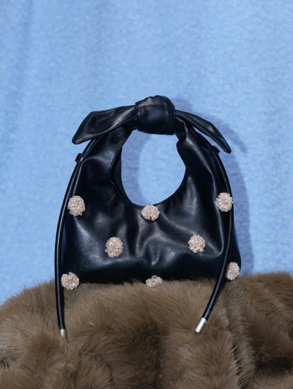 Floral-Decor Mini Triangle Crossbody Bag